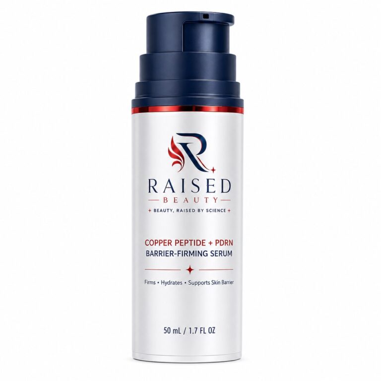 Raised Beauty Copper Peptide + PDRN serum pump bottle